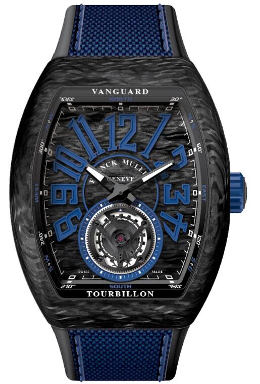 Best FRANCK MULLER Vanguard Tourbillon Carbon - Blue V 45 T CARBON (NR) (CAR. BL BL) Replica Watch